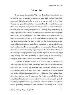 Các giải pháp hoàn thiện hoạt động Nhập khẩu tại Công ty TNHH thương mại & dịch vụ Xuất nhập khẩu