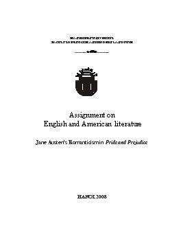 Assignment on English and American literature: Jane Austen’s Romanticism in Pride and Prejudice