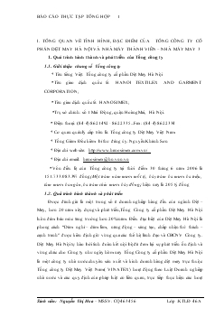 Báo cáo Thực tập tổng hợp tại Tổng Công ty cổ phần Dệt May Hà Nội