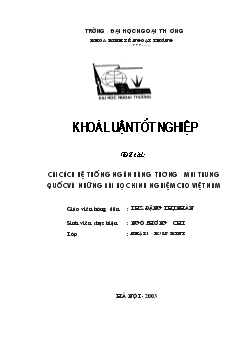 Cải cách hệ thống Ngân hàng thương mại Việt Nam với các bài học đúc kết từ kinh nghiệm Trung Quốc