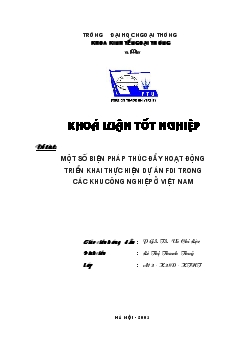 Một số biện pháp thúc đẩy hoạt động triển khai thực hiện dự án FDI trong các KCN ở Việt Nam