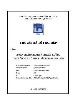 Hoàn thiện chính sách tiền lương tại Công ty Cổ phần Cơ khí may Gia Lâm