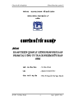 Hoàn thiện quản lý kênh phân phối sản phẩm tại Công ty TNHH ABM