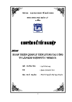 Hoàn thiện quản lý tiền lương tại Công ty lắp máy điện nước ( WEMICO)