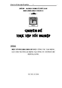 Một số giải pháp hoàn thiện công tác tạo động lực cho người lao động tại Công ty cổ phần đồ hộp Hạ Long