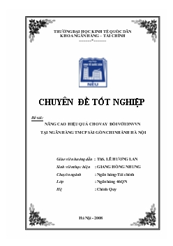 Nâng cao hiệu quả cho vay đối với Doanh nghiệp vừa và nhỏ tại Ngân hàng thương mại cổ phần Sài gòn chi nhánh Hà nội