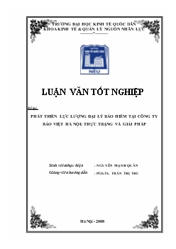 Phát triển lực lượng đại lý bảo hiểm tại Công ty Bảo Việt Hà Nội: thực trạng và giải pháp