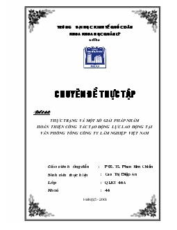 Thực trạng và một số giải pháp nhằm hoàn thiện công tác tạo động lực lao động tại Văn phòng Tổng Công ty lâm nghiệp Việt Nam