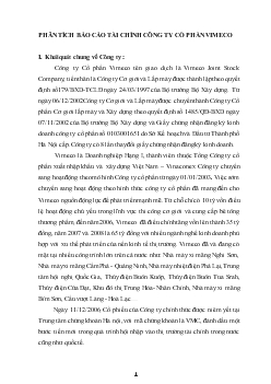 Báo cáo Phân tích tài chính Công ty cổ phần Vimeco <tài chính>