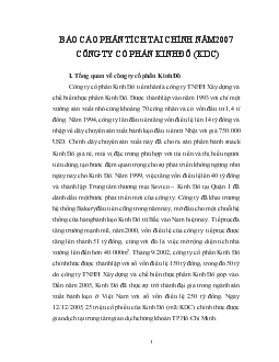 Báo cáo Phân tích tài chính Năm 2007 Công ty cổ phần Kinh Đô (KDC) <tài chính>