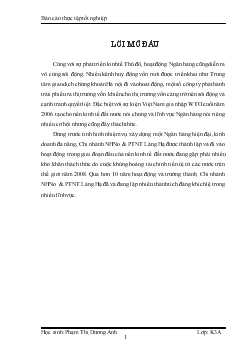 Báo cáo Thực tập tại Chi nhánh Ngân hàng nông nghiệp và phát triển nông thôn (AgriBank) Láng Hạ