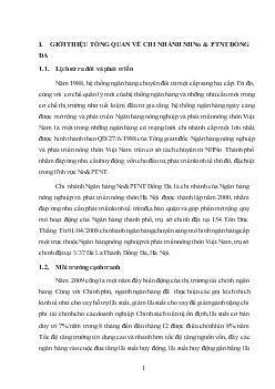 Báo cáo Thực tập tại chi nhánh Ngân hàng nông nghiệp và phát triển nông thôn (AgriBank) Đống Đa