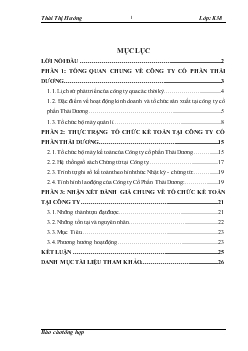 Báo cáo Thực tập tại Công ty cổ phần Thái dương