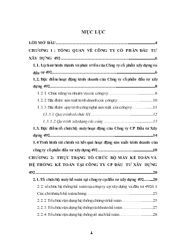 Báo cáo Thực tập tại Công ty cổ phần xây dụng và đầu tư 492