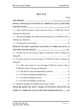 Báo cáo Thực tập tại Công ty TNHH Sản xuất và Thương mại Hoàng Hà