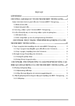 Báo cáo Thực tập tại Ngân hàng đầu tư và phát triển (BIDV) Chi nhánh Thăng Long