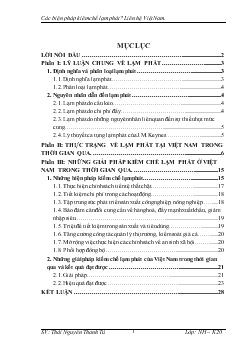 Các biện pháp kiềm chế lạm phát? Liên hệ với các giải pháp mà Việt Nam đã thực hiện trong thời gian qua