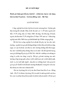 Đánh giá hiệu quả đầu tư, kinh tế - Xã hội của dự án xây dựng bãi rác thải Nam Sơn - Sóc Sơn - Đông Anh - Hà Nội