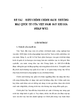 Điều chỉnh chính sách thương mại quốc tế của Việt Nam sau khi hội nhập WTO