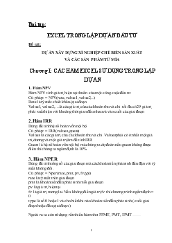 Dự án xây dựng xí nghiệp chế biến sản xuất và các sản phẩm từ mía