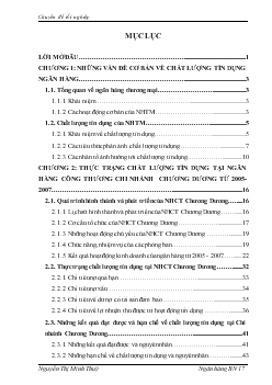 Giải pháp nâng cao chất lượng tín dụng tại Ngân hàng thương mại cổ phần Công Thương (VietinBank) Chi nhánh Chương Dương