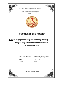 Giải pháp nhằm nâng cao chất lượng tín dụng tại Ngân hàng đầu tư và phát triển (BIDV) Việt Nam - Chi nhánh Thái Bình