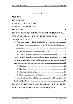 Giải pháp tăng cường hỗ trợ phát triển Doanh nghiệp nhỏ và vừa ở Việt Nam, giai đoạn 2010 - 2015