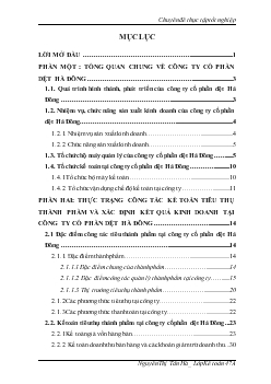 Hoàn thiện công tác kế toán tiêu thụ thành phẩm và xác định kết quả kinh doanh tại Công ty cổ phần dệt Hà Đông