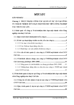 Hoàn thiện công tác quản lý dự án tại Công ty TNHH 1 thành viên Công nghiệp tàu thuỷ Cái Lân