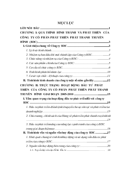 Hoạt động đầu tư phát triển tại Công ty cổ phần phát triển phát thanh truyền hình (BDC). Thực trạng và giải pháp