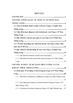 Kế toán tiền lương và các khoản trích theo lương tại Công ty cổ phần may Thăng Long