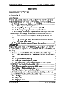 Một số giải pháp Nâng cao chất lượng thẩm định dự án cho vay dài hạn tại Ngân hàng thương mại cổ phần An Bình Chi nhánh Hà Nội