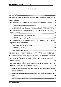 Một số giải pháp nhằm nâng cao hiệu quả huy động vốn tại phòng giao dịch số 17 Ngân hàng nông nghiệp và phát triển nông thôn (AgriBank)