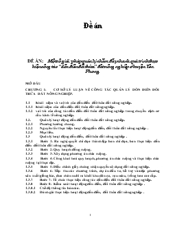 Một số giải pháp quản lý nhằm đẩy nhanh quá trình thực hiện công tác “dồn điền đổi thửa” đất nông nghiệp ở huyện Yên Phong