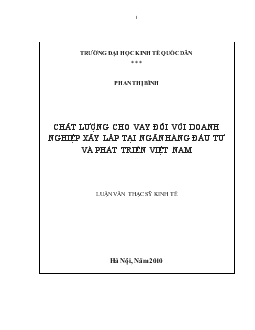 Nâng cao chất lượng cho vay đối với Doanh nghiệp xây lắp tại Ngân hàng đầu tư và phát triển (BIDV)
