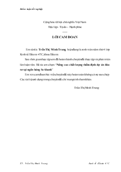 Nâng cao chất lượng thẩm định dự án đầu tư tại Ngân hàng thương mại cổ phần Đông Nam Á (SeABank)