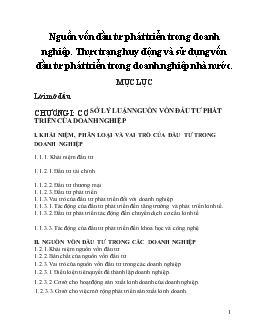 Nguồn vốn đầu tư phát triển trong Doanh nghiệp . Thực trạng huy động và sử dụng vốn đầu tư phát triển trong Doanh nghiệp nhà nước