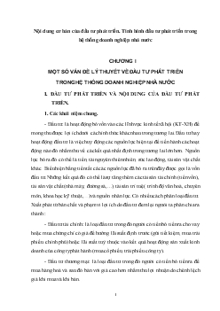 Nội dung cơ bản của đầu tư phát triển. Tình hình đầu tư phát triển trong hệ thống Doanh nghiệp nhà nước