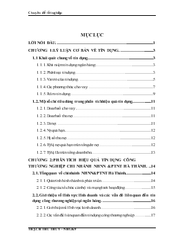 Phân tích hiệu quả tín dụng công thương nghiệp tại chi nhánh Ngân hàng nông nghiệp và phát triển nông thôn (AgriBank) Hà Thành