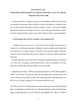 Phân tích những nhân tố ảnh hưởng đến lãi suất trong thị trường năm 2008