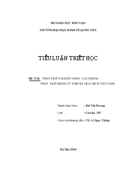 Phát triển nguồn nhân lực trong phát triển kinh tế thời kỳ quá độ ở Việt Nam