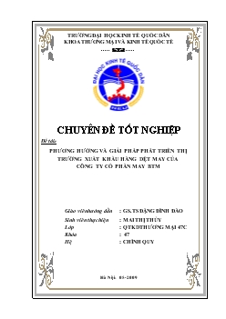 Phương hướng và giải pháp phát triển thị trường xuất khẩu dệt may của Công ty cổ phần May BTM
