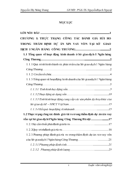 Rủi ro và đánh giá rủi ro trong thẩm định dự án xin vay vốn tại Sở Giao dịch 1 - Ngân hàng thương mại cổ phần Công Thương (VietinBank)