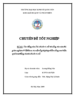 Tác động của Tài chính vi mô tới công tác xoá đói giảm nghèo ở Việt Nam, và một số giải pháp nhằm...