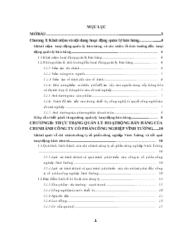 Tăng cường hoạt động quản lý bán hàng tại chi nhánh Công ty cổ phần công nghiệp Vĩnh Tường