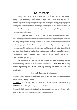 Thẩm định dự án vay vốn tại Ngân hàng thương mại cổ phần Sài Gòn Công thương (SGB) Chi nhánh Ba Đình