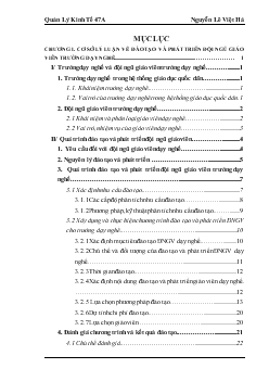 Thực trạng đội ngũ giáo viên và tình hình đào tạo và phát triển đội ngũ giáo viên ở trường cao đẳng nghề Việt-Đức Vĩnh Phúc