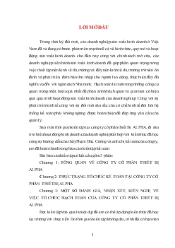 Thực trạng tổ chức kế toán tại Công ty cổ phần thiết bị Alpha