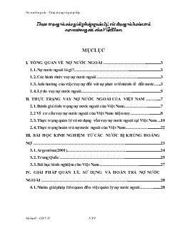 Thực trạng và các giải pháp quản lý, sử dụng và hoàn trả nợ nước ngoài của Việt Nam