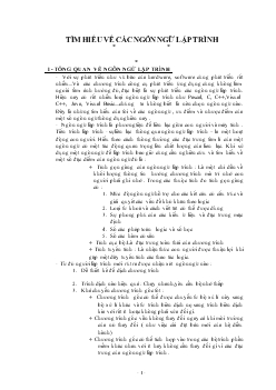 Tìm hiểu về các ngôn ngữ lập trình
